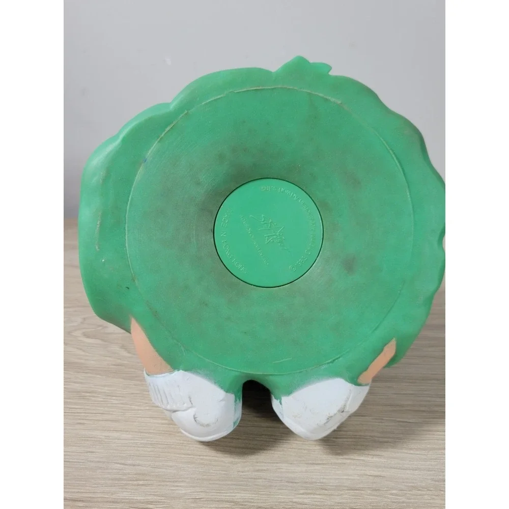 Cabbage Patch Kids Plastic‎ Piggy Coin Bank - Black Hair Green Dress VTG 1983